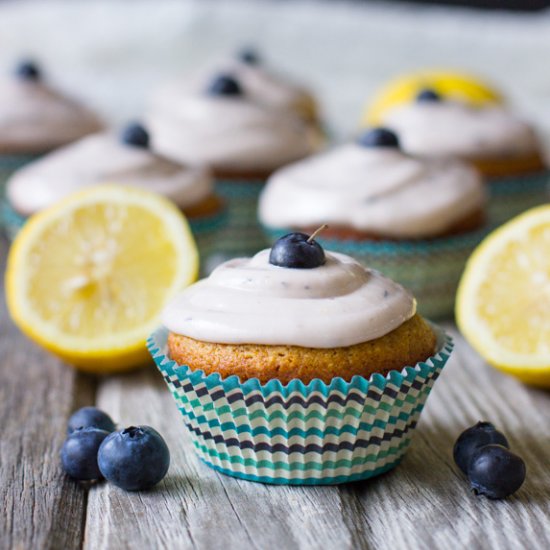 Lemon Cupcakes with Blueberry Icing