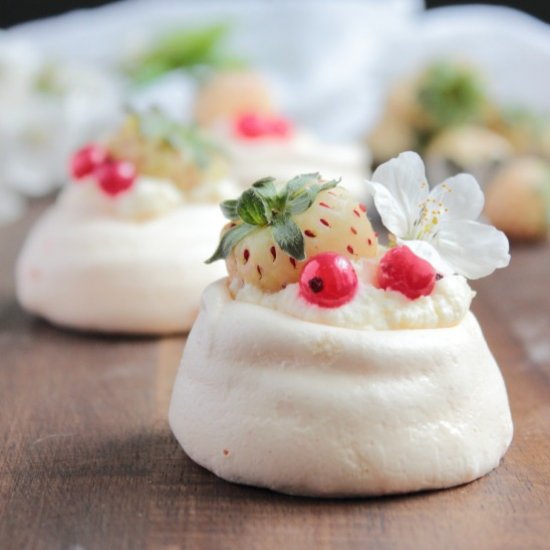 White Strawberry Meringues