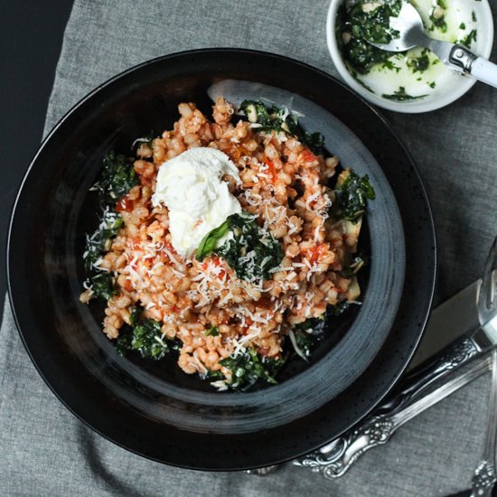 Roasted Tomato Farro with Labneh