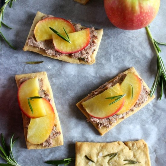 Liver Patê on Rosemary Crackers