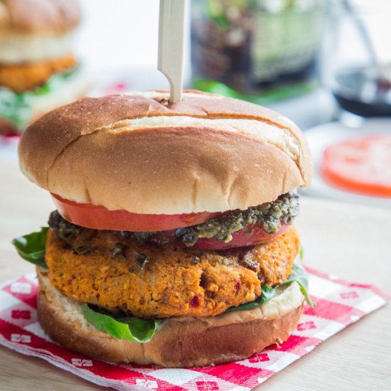 Tomato Basil Veggie Burgers