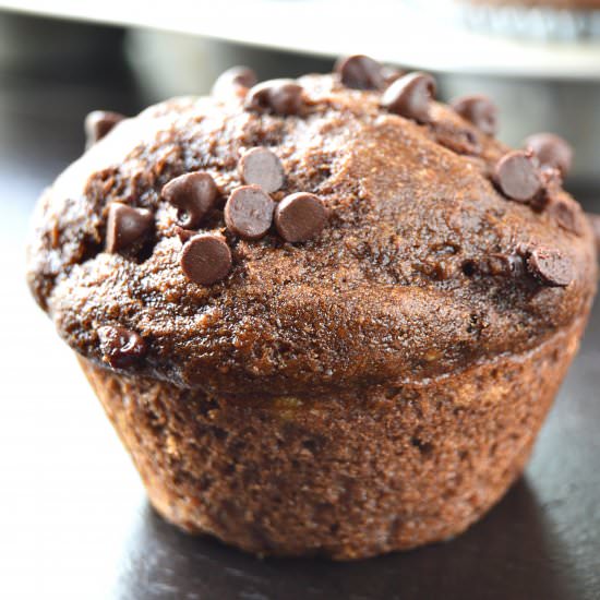 Skinny Double Choc Banana Muffins