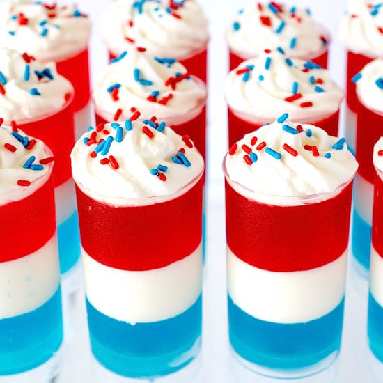 Patriotic Jello and Cream Push Pops