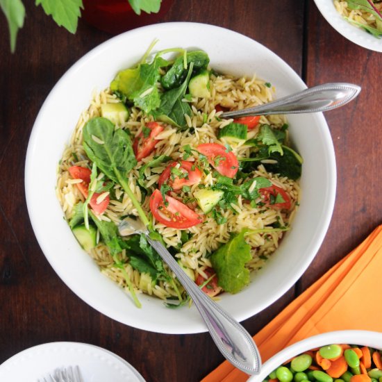 Light & Lemony Orzo Salad {Vegan}