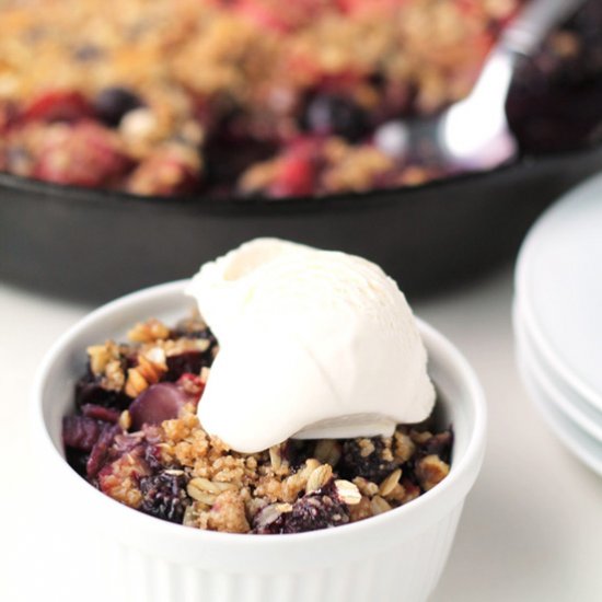 Berry-Rhubarb Skillet Crisp