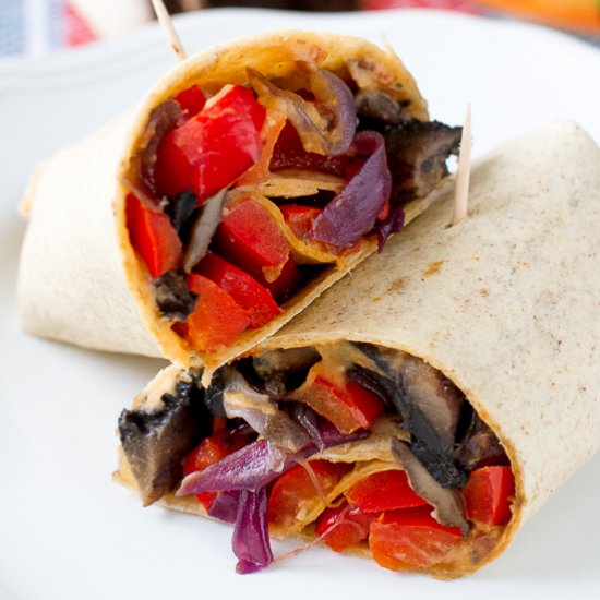 Roasted Vegetable Hummus Wraps