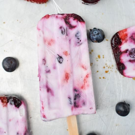 Roasted Berry Greek Yogurt Popsicle