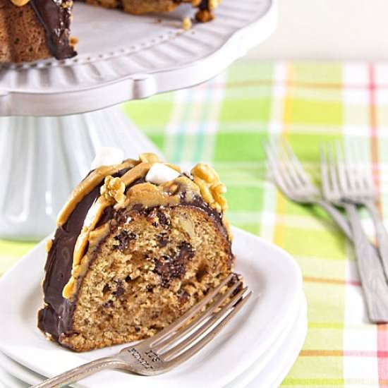 Elvis on a Rocky Road Bundt Cake