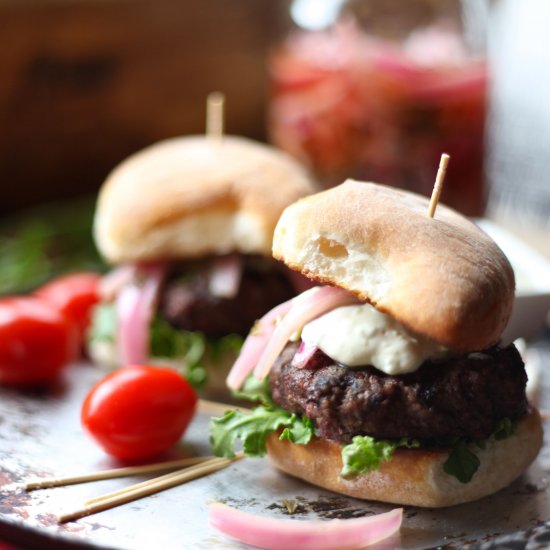 Beef Sliders w/Pickled Onions