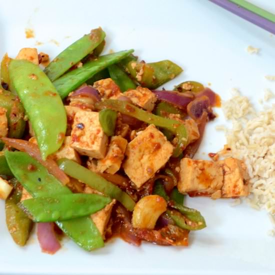 Tofu and Snow Peas in Chili Garlic