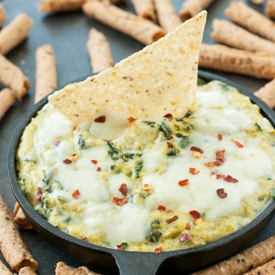 Cheesy Asparagus Spinach Dip