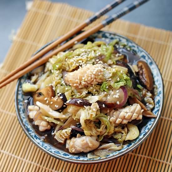 Cabbage and Squid Stir Fry