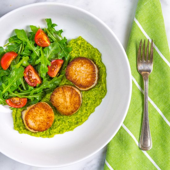 Seared Scallops with Pea Pesto