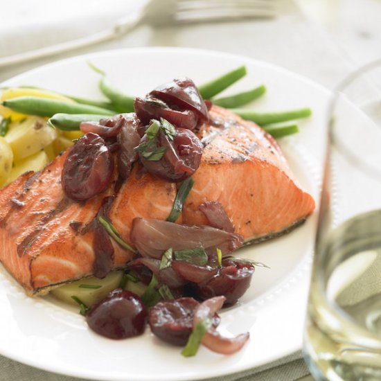 Grilled Salmon with Cherries