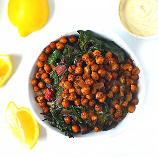 Chard & Chickpeas w/ Tahini Cream