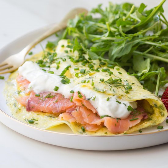 Lox, Dill & Goat Cheese Omelette