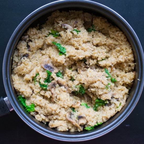 Garlic Quinoa with Mushrooms & Kale