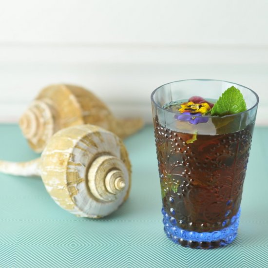 Iced Tea with Mint and Pansies