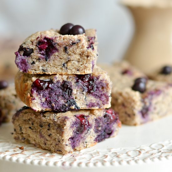 Blueberry Almond Protein Cake Bars