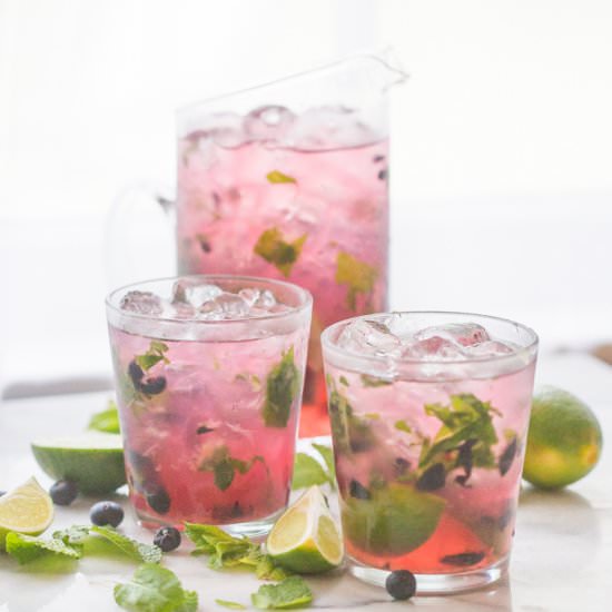 Blueberry mojitos for a crowd