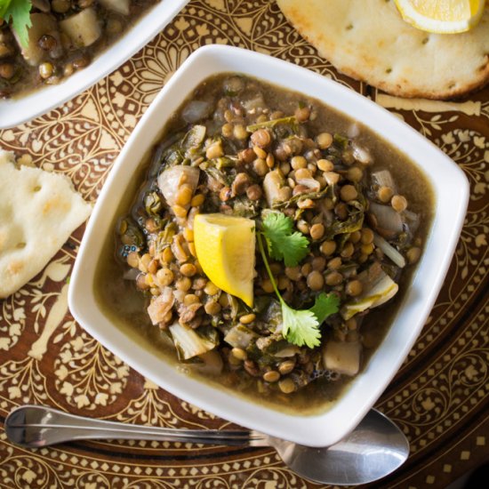 Lemony Lentil Soup with Swiss Chard