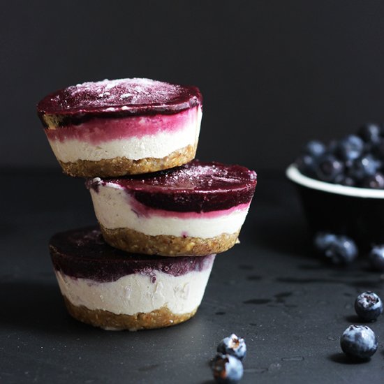 Mini Vegan Blueberry Cheesecakes