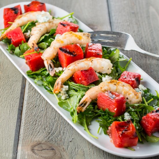 Grilled Watermelon and Shrimp Salad