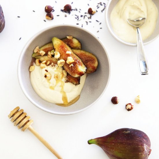 Figs with honey-lavender creme