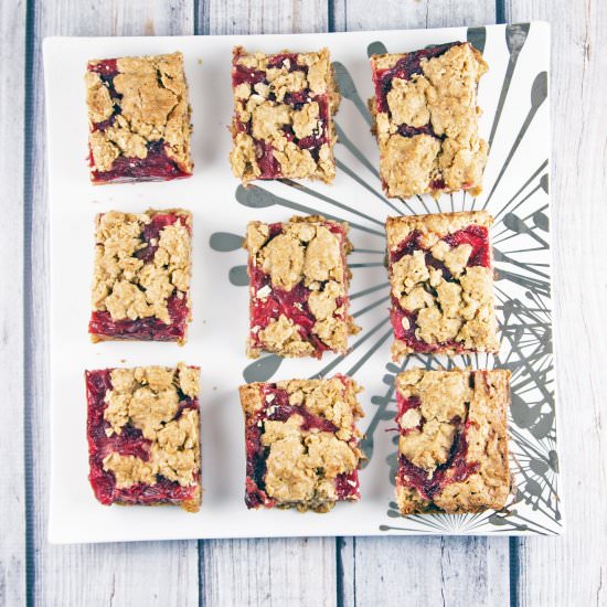 Strawberry Rhubarb Oatmeal Bars