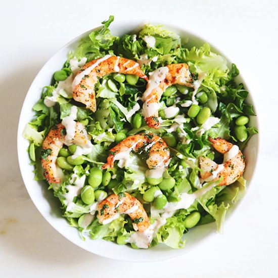 Baked Shrimp and Edamame Salad