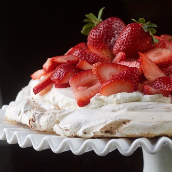 Chocolate Pavlova with Strawberries