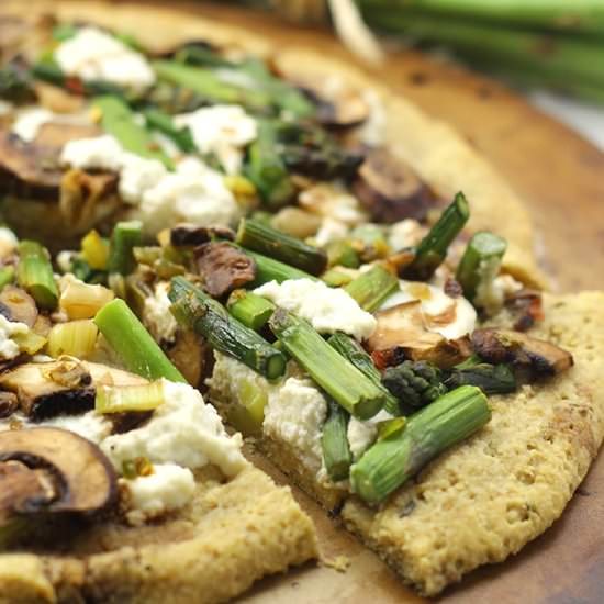 Asparagus Mushroom Ricotta Pizza