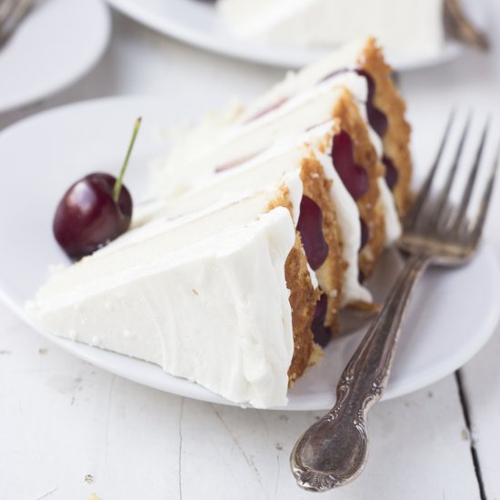 Almond Cake with Cherries and Toast