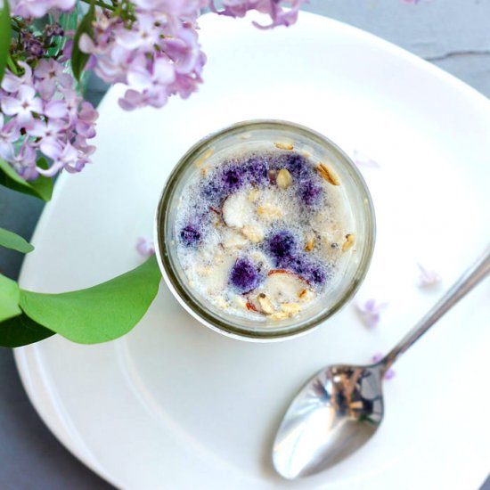 Almond Overnight Oats w/ Blueberries