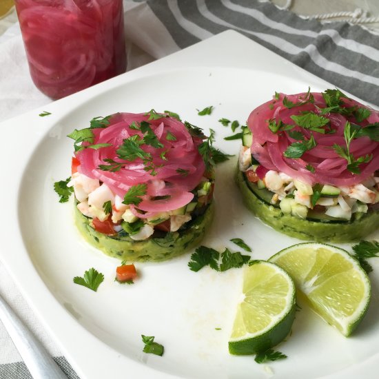 Shrimp Ceviche & Avocado Stacks