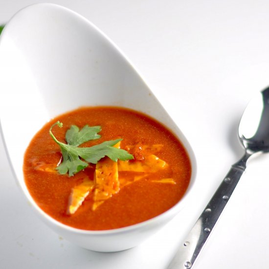 Creamy Tomato Soup + Cheese Crisps