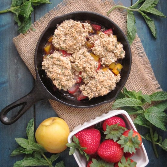 Strawberry Apricot Mint Oat Cobbler