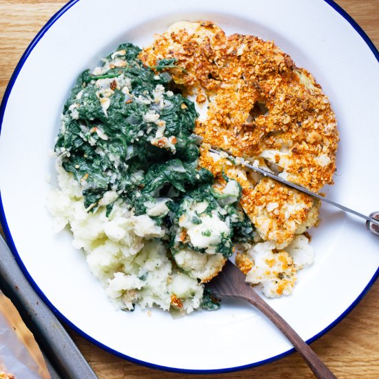 Crispy Cauliflower &Creamed Spinach