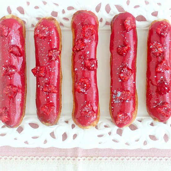 Vanilla Bean Raspberry Eclair