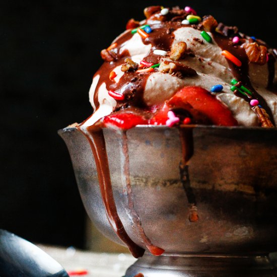 Easy Vegan Banana Split Ice Cream