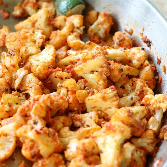 Cauliflower with Roasted Red Pepper