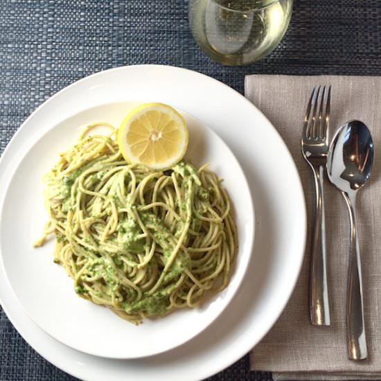 Spaghetti with Ramp Pesto