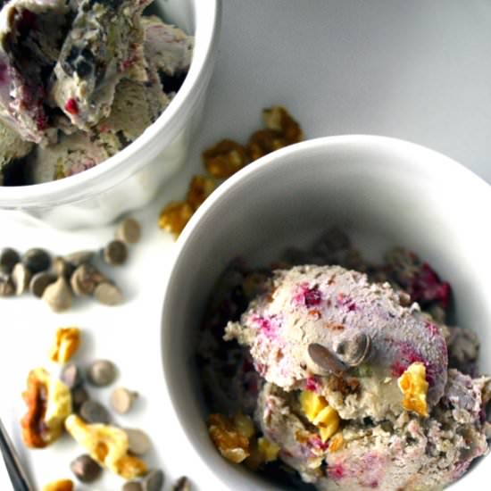 No-Churn Raspberry Walnut Ice Cream