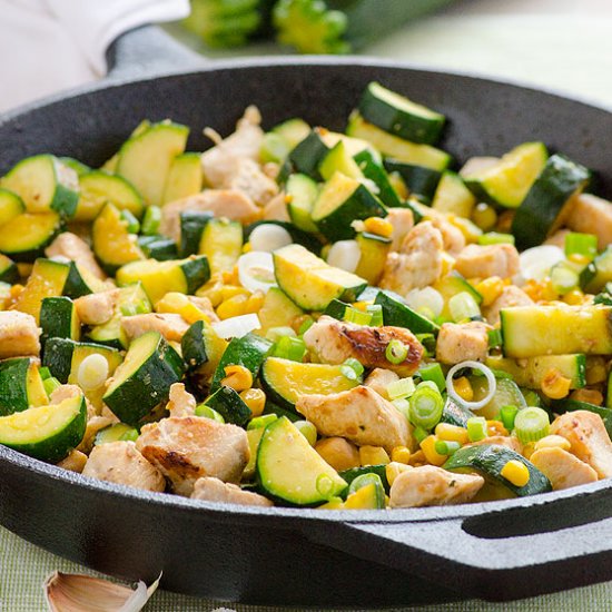 Garlic Chicken, Zucchini and Corn