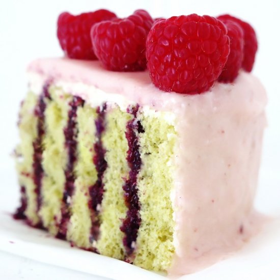 Stripy Lemon & Raspberry Cake