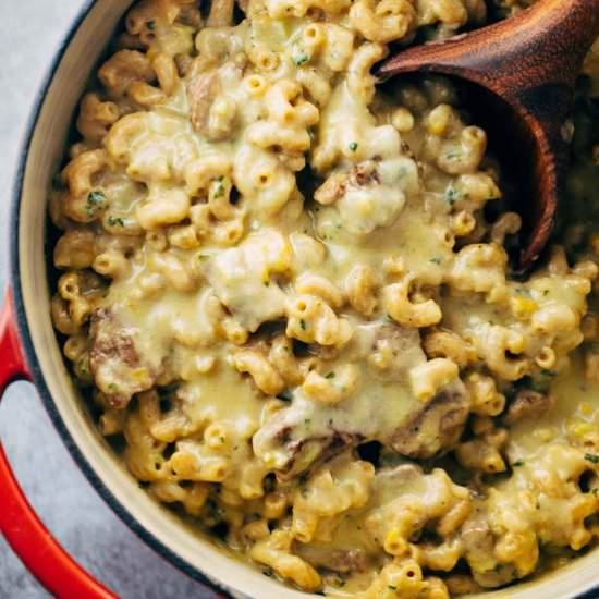 Steak and Cheddar Mac and Cheese