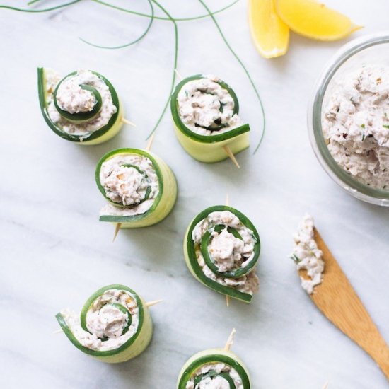 Cucumber Rolls with Herb Cheeze