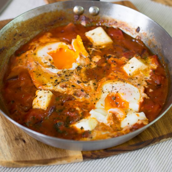 Baked Eggs with Feta & Peppers