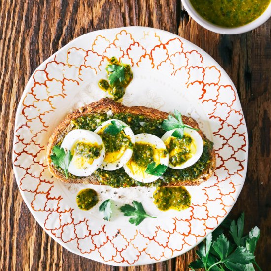 Hard-Boiled Egg Toast with Chermoula