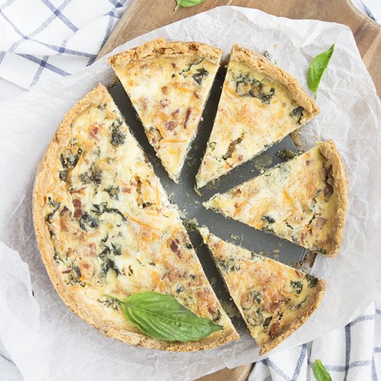 Bacon, Kale, Leek, Cheddar Quiche